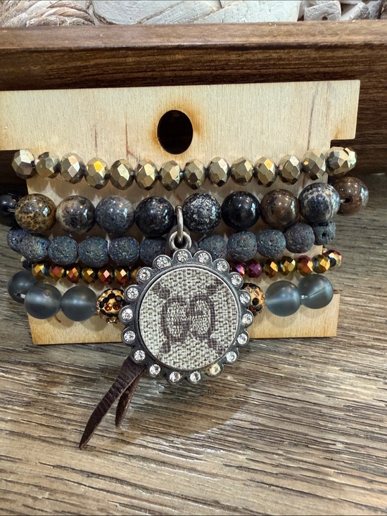 Keep It Gypsy Jewelry - Women's Multi-Strand Beaded Bracelet with Up cycled Gucci piece